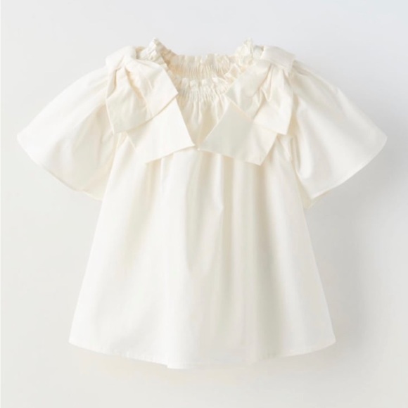 NWT ZARA POPLIN BLOUSE WITH BOWS AND CULOTTES SET - Picture 4 of 5